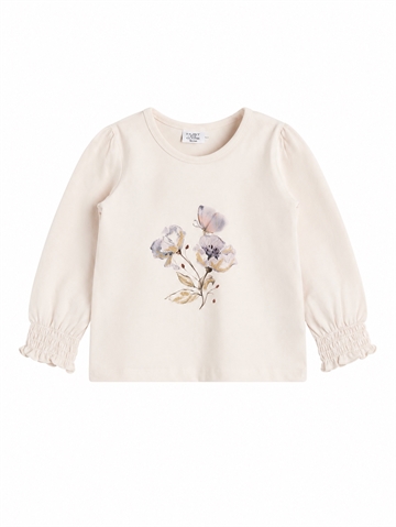 Hust & Claire cremefarvet pigebluse med blomsterprint og sommerfugl