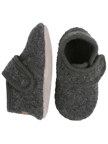 Melton uld sutsko i Dark Grey Melange set forfra