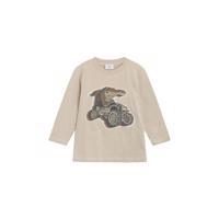 Hust & Claire Alex bluse – beige langærmet t-shirt med krokodilleprint set forfra