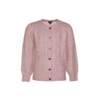 Kids Up Mariell cardigan i rosa set forfra – kabelstrik med knapper