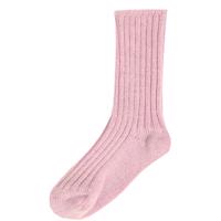 Joha ribstrikkede uldstrømper i rosa til børn og baby