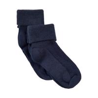 Minymo baby ribstrømper i mørk navy med ombuk og elastisk pasform
