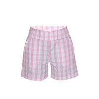 Kids Up Pammi shorts – rosa/hvide ternede sommershorts til piger med elastisk talje og klassisk pasform