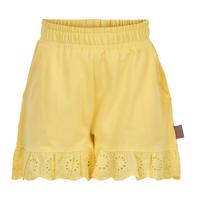 Creamie gule shorts med blondekant og elastik