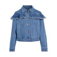Creamie denimjakke set forfra – blå cowboyjakke med flæsedetalje og knapper