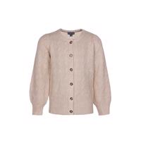 Kids Up Mariell cardigan set forfra – beige kabelstrik med knapper