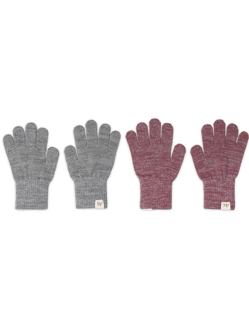 MP Denmark strikhandsker 2-pak Light Grey Melange & Grape Snake – forfra
