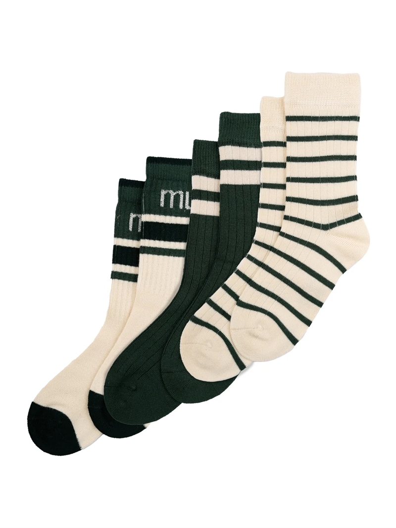MiniPop 3-pak bambusstrømper Emerald Green – set forfra