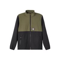 LMTD softshell jakke i olivengrøn og mørkegrå med lynlåslommer og høj krave