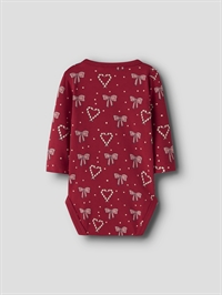 Name It julebody i rød med sløjfer og hjerter set bagfra
