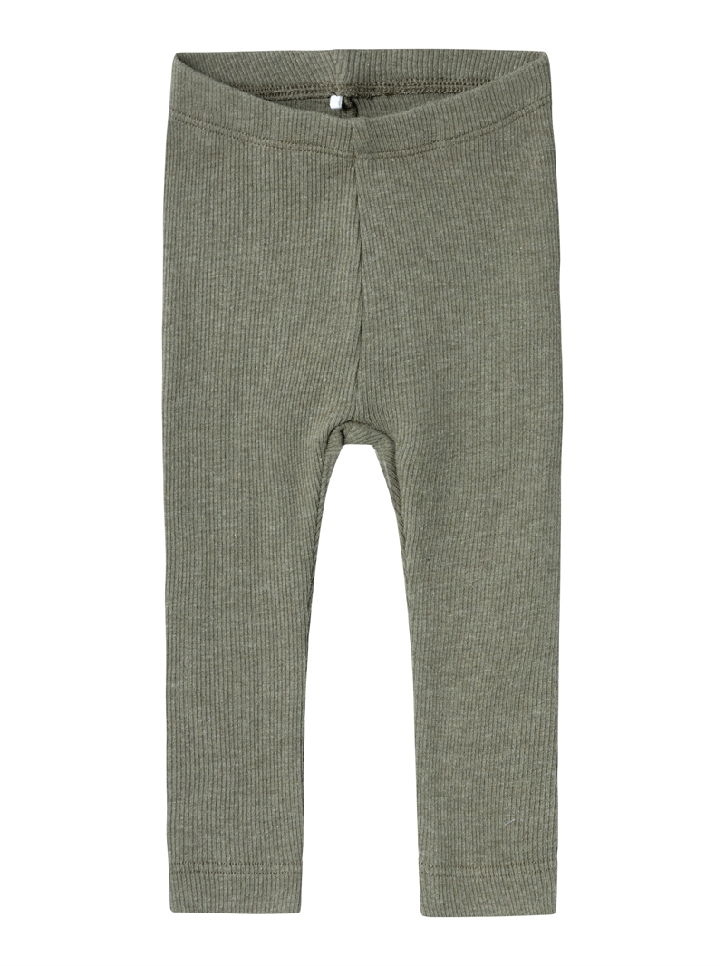 Name It rib leggings i olivengrøn set forfra
