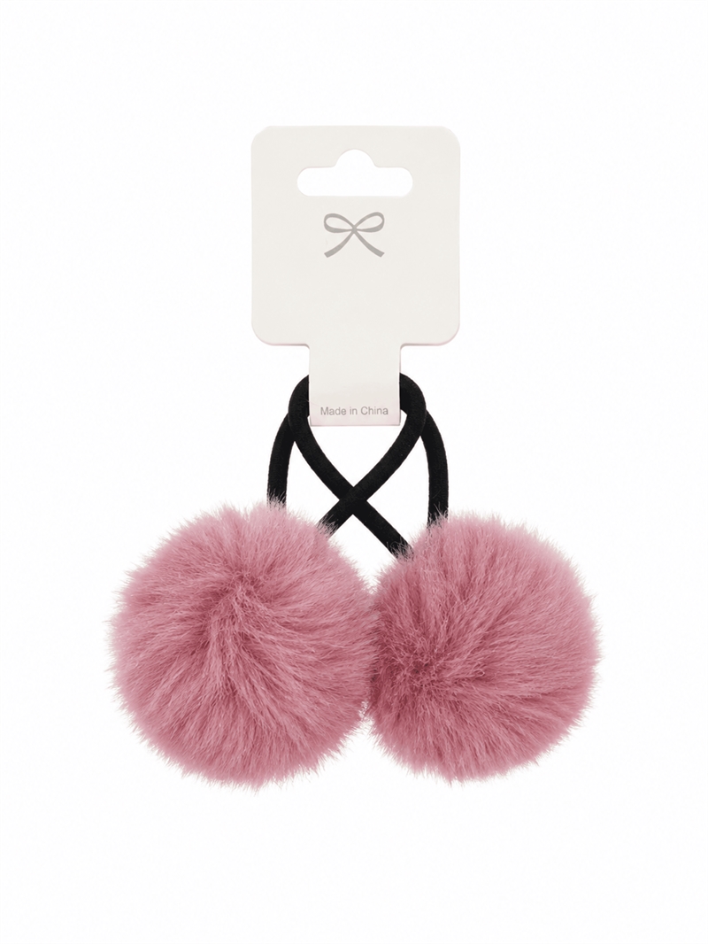 Dark rose fluffy hårelastikker