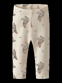 Ribbede børneleggings med koala print set forfra
