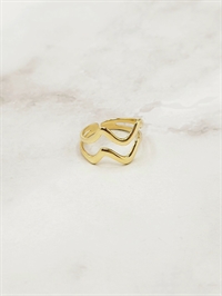 Emily justerbar guld ring i minimalistisk bølgeform set forfra