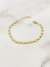 Emily armbånd i guld med blad-design set forfra