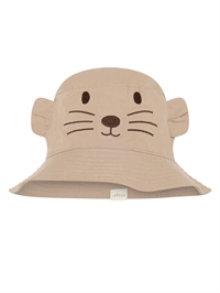 mp Denmark solhat til børn beige med broderet dyreansigt forfra