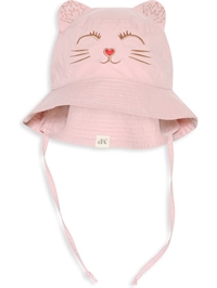 mp Denmark Kitty bøllehat Woodrose med broderet katteansigt forfra