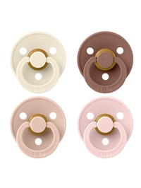 BIBS Colour 4-pak sut str. 2 i Ivory, Blush, Woodchuck & Blossom set forfra