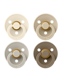 BIBS Colour 4-pak sut str. 2 i Ivory, Sand, Vanilla & Dark Oak set forfra