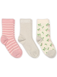 mp Denmark strømper 3 pak med striber, rib og blomster