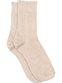 mp Denmark børnestrømper beige med rib og bølgekant set fra siden